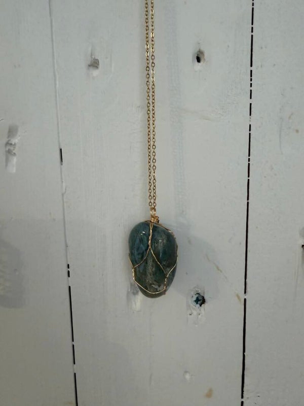 green Aventurine spiral pendant.