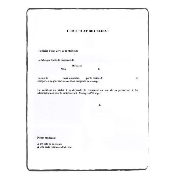 certificat de célibat