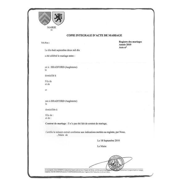 Acte de mariage