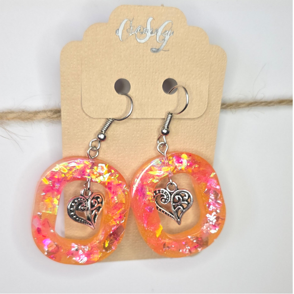 Boucles d’oreilles pendantes ovales orage & petit cœur