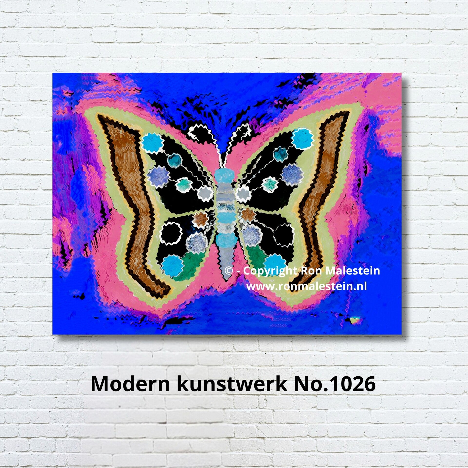 Mixed media kunst. 'Een vlinder'.