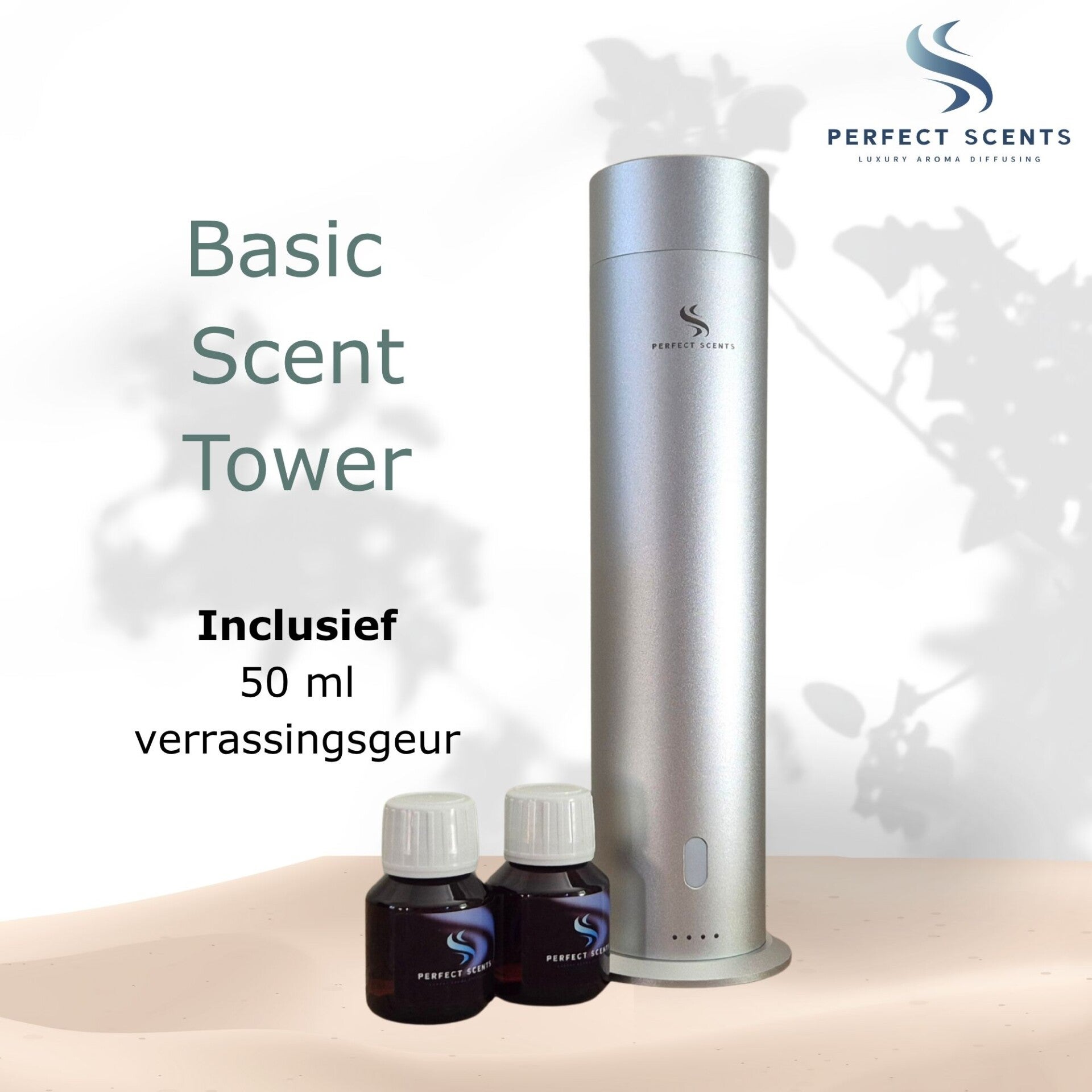 Basic Scent Tower - compleet pakket - tot 50 m² - Zilver