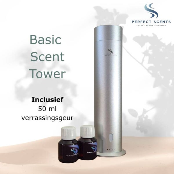 Basic Scent Tower - compleet pakket - tot 50 m² - Zilver