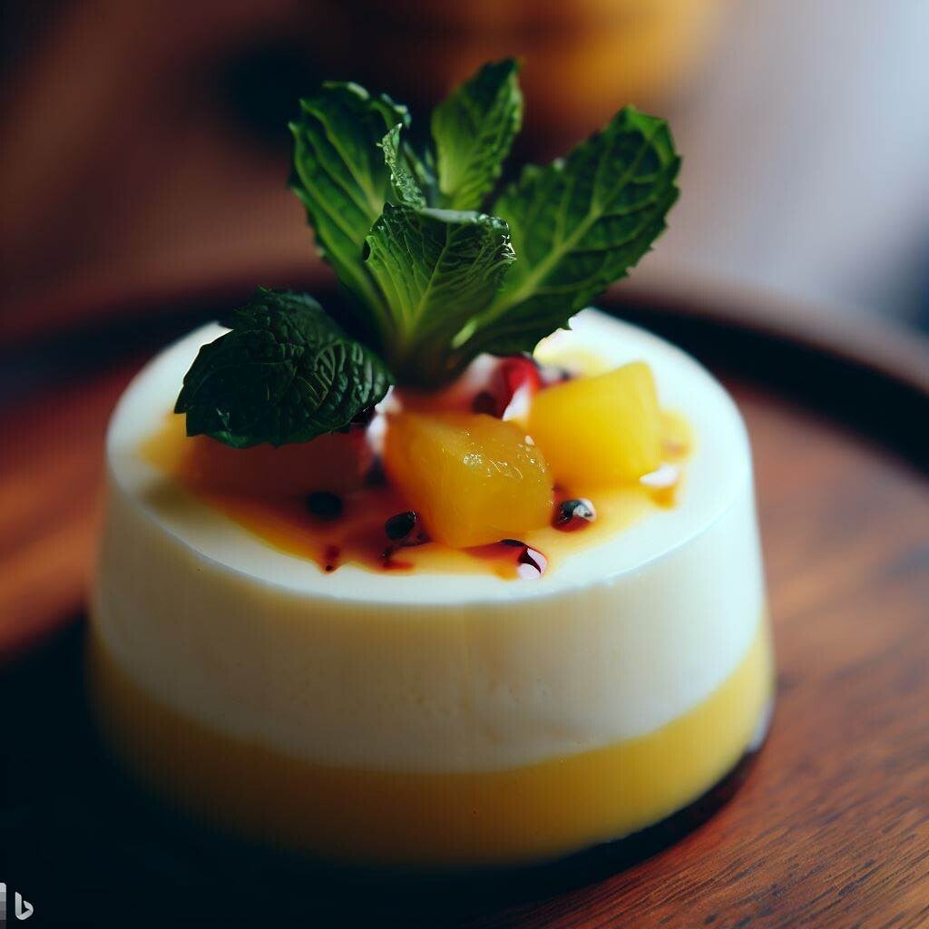 Panacotta et son coulis ananas/Fruits de la passion