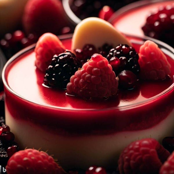 Panacotta et son coulis de fruits rouges