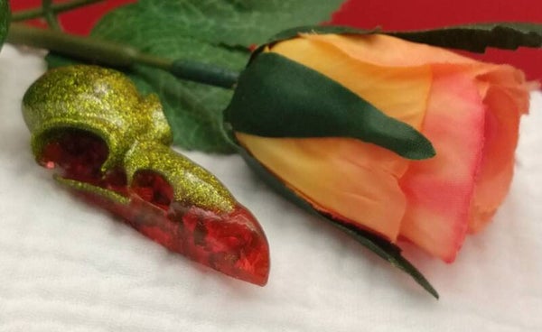 Red and Green Glitter Dead Bird Beak