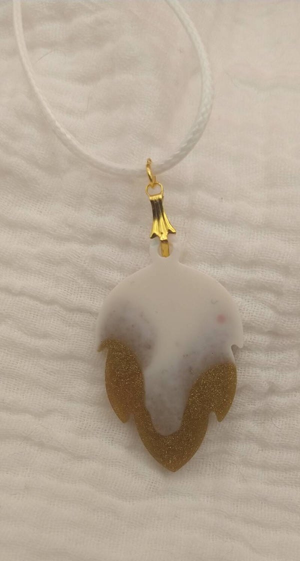 White and Gold Leaf Pendant