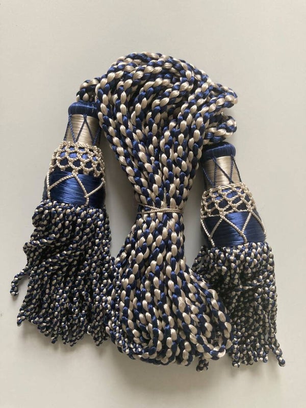 Navy/Silver Silk Bagpipe Cords