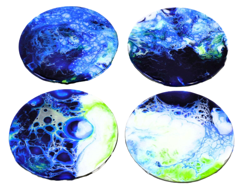 Epoxy pour painting coasters - O.M.S. Art and Creations