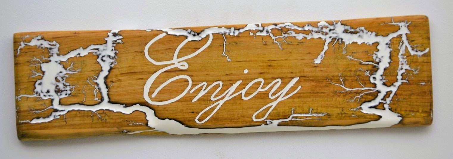 Fractal wooden text sign - O.M.S. Art and Creations