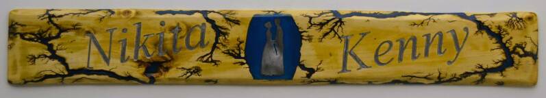 Fractal wooden wedding sign - O.M.S. Art and Creations