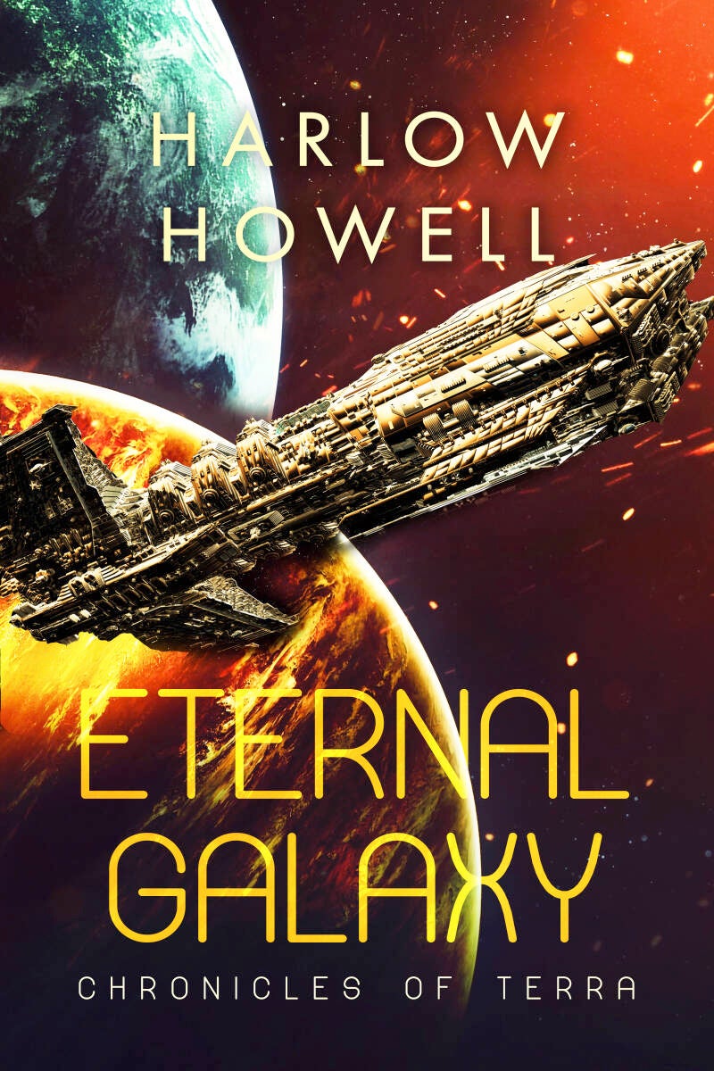 science fiction premade book cover with a spaceship