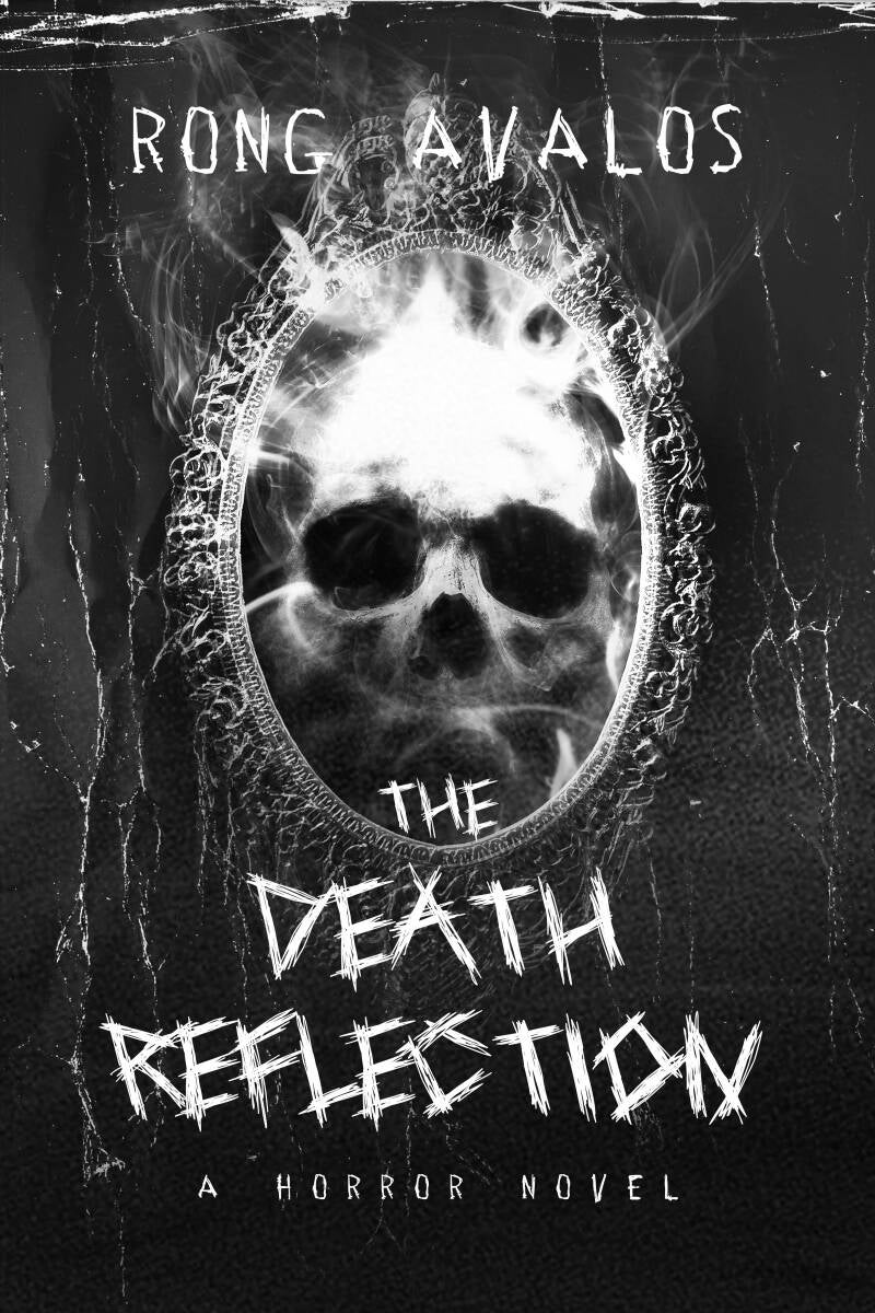horror premade book cover with a reflection of death in the mirror