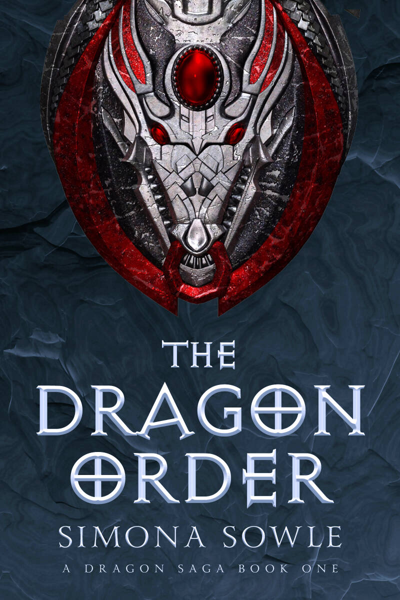high fantasy premade book cover with a dragon symbol