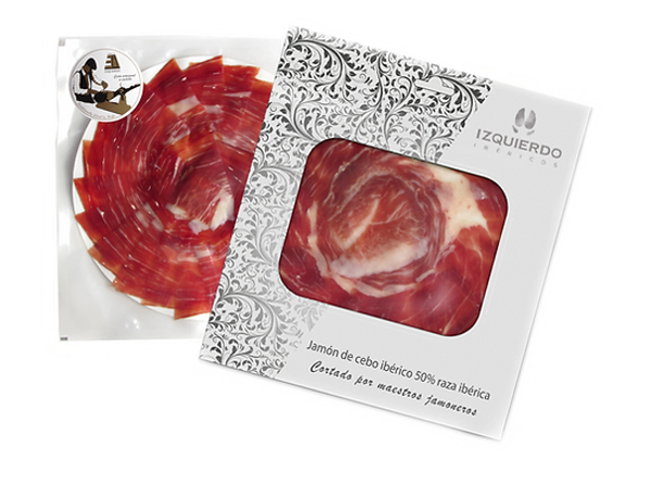 Jambon de cebo 50% Ibérique, tranché au couteau 100g