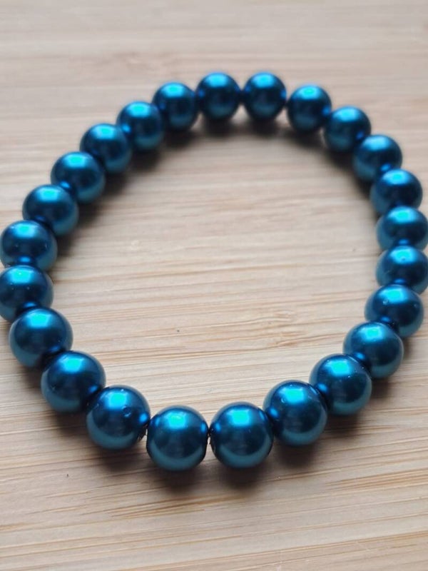 Zachte glans parel - blauw 6mm
