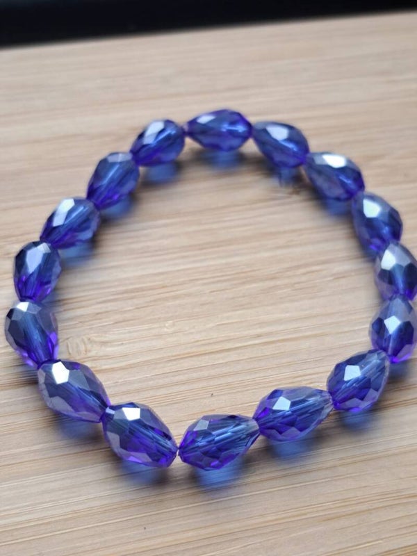 Zachte glans olijfvormig - blauw 6mm