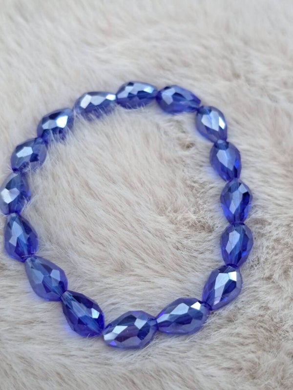 Zachte glans olijfvormig - blauw 6mm