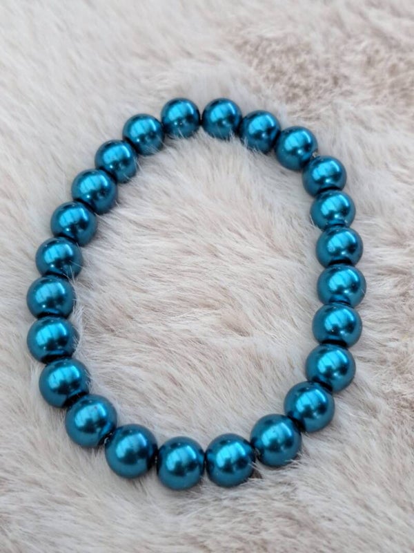 Zachte glans parel - blauw 6mm