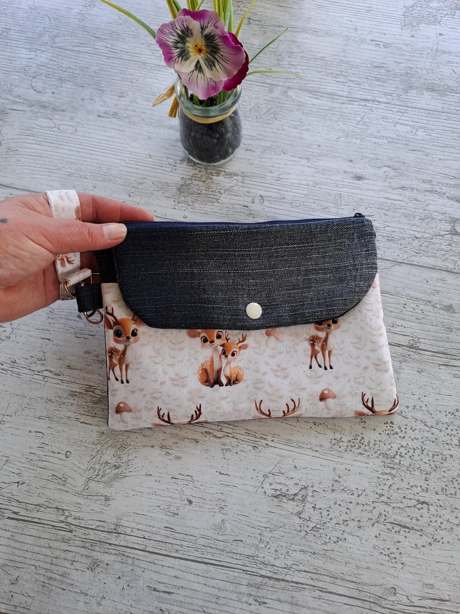 Pochette liseuse 6 pouces artisanale et écoresponsable – Création unique en tissus recyclés