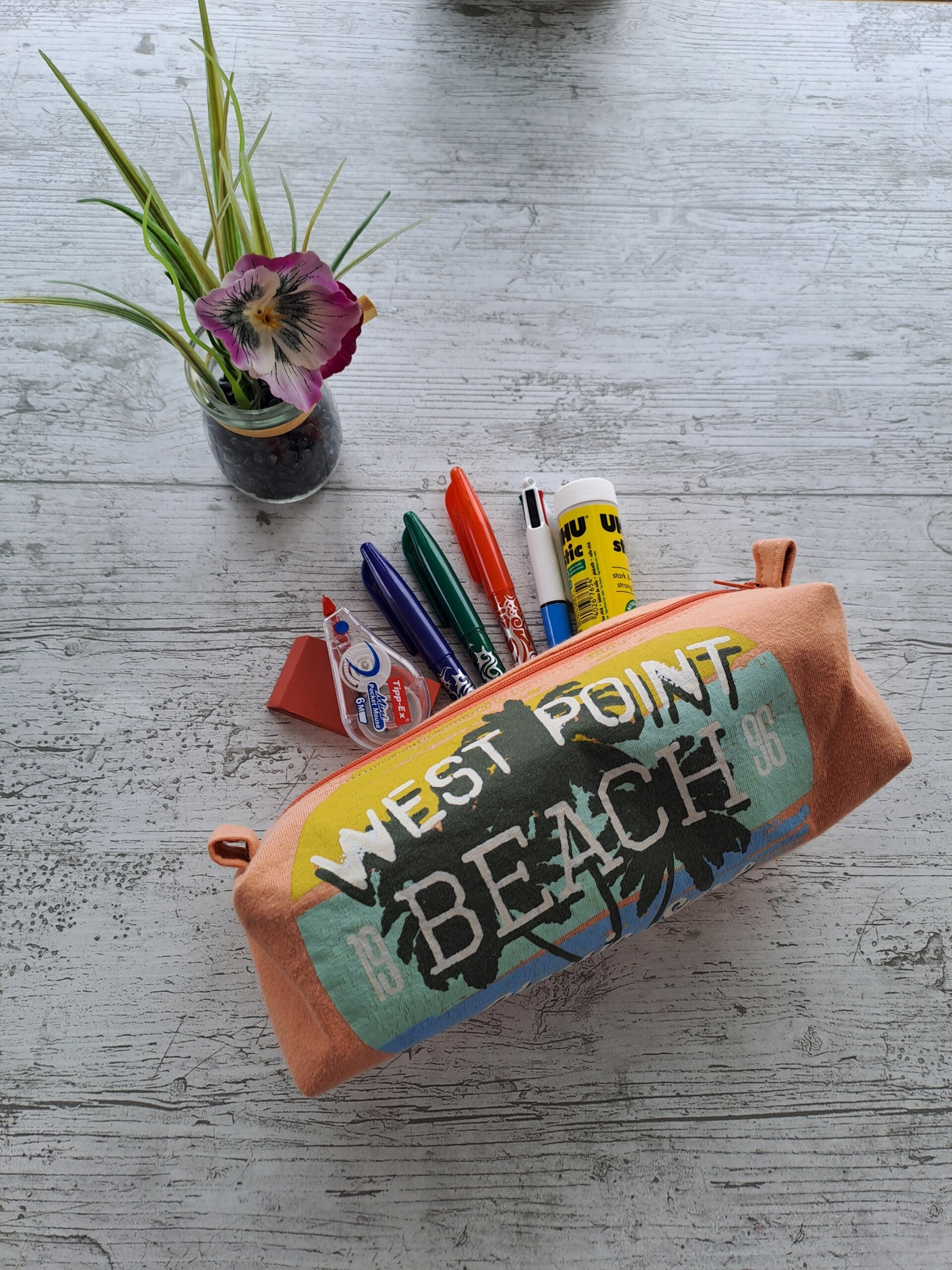 La Malice – Trousse artisanale enfant en tissu recyclé - Coucher de soleil