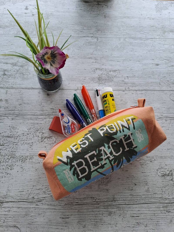 La Malice – Trousse artisanale enfant en tissu recyclé - Coucher de soleil