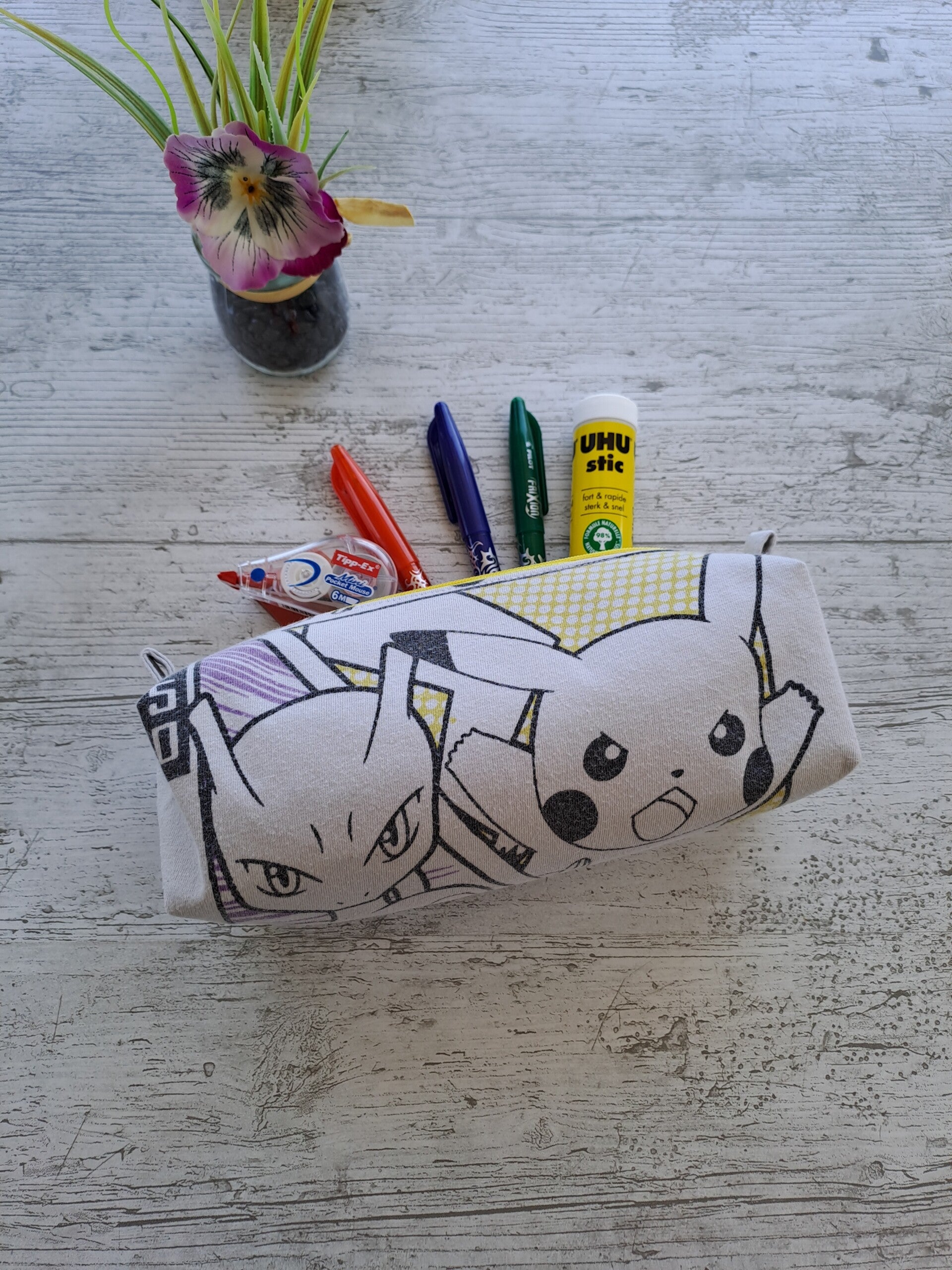 La Malice – Trousse artisanale enfant en tissu recyclé - Pokémon