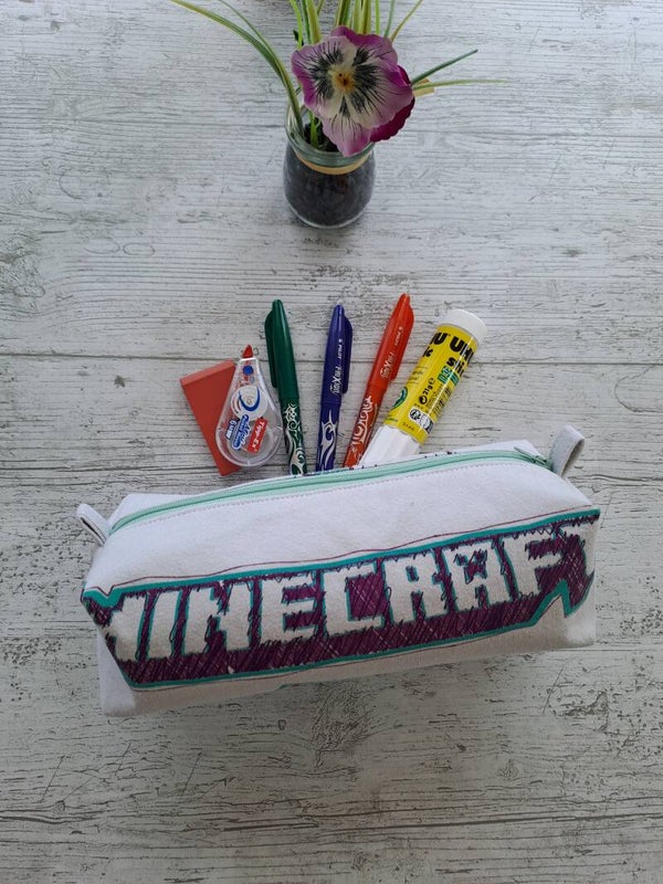 La Malice – Trousse artisanale enfant en tissu recyclé - Minecraft