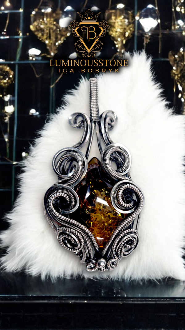 Artisan Baltic Amber Silver Pendant