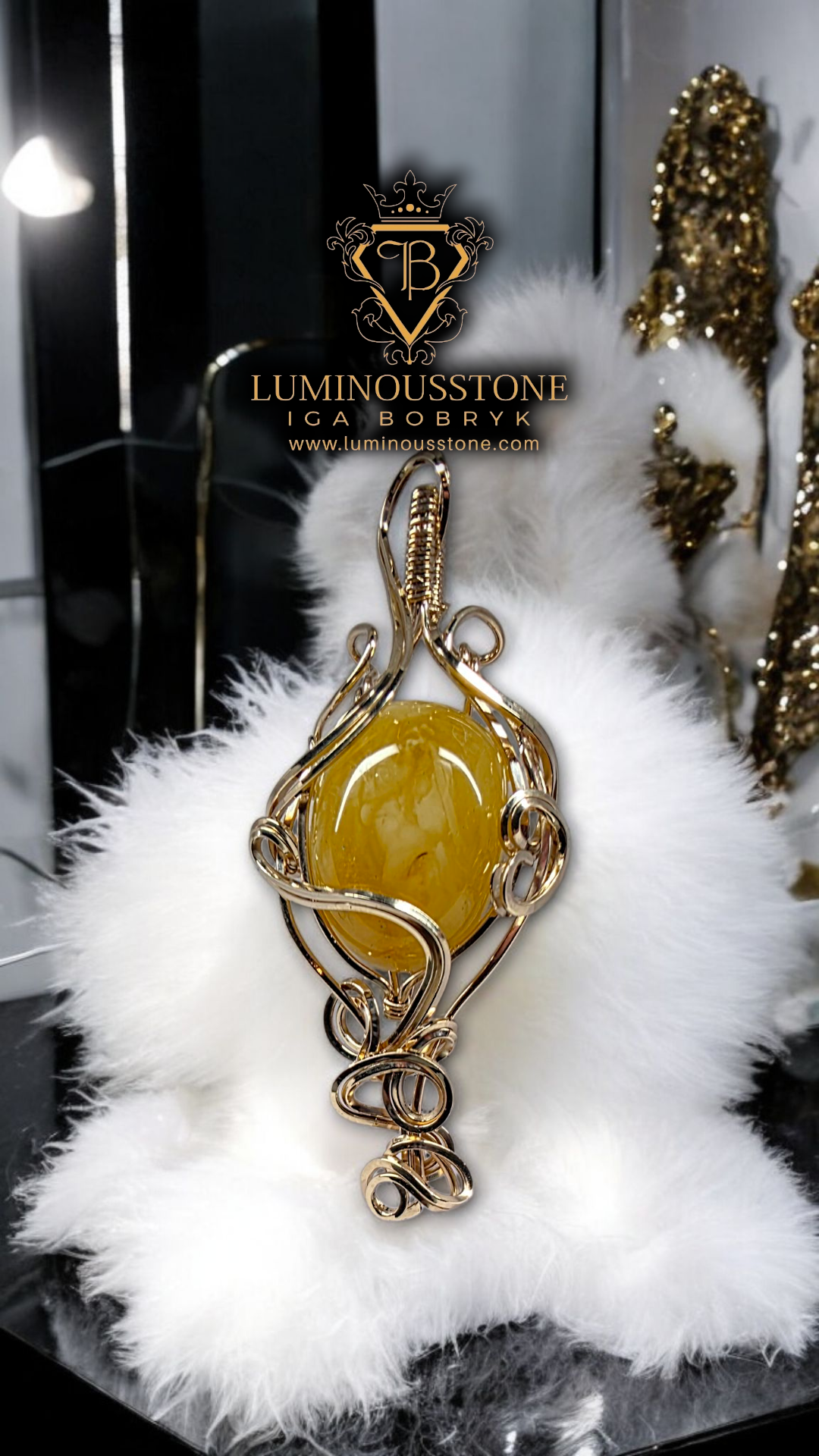 Secession-Inspired Royal Baltic Amber Pendant