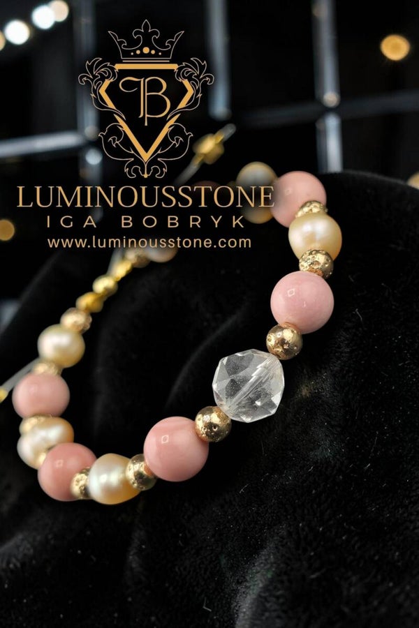 Pastel Queen Braclet - Freshwater Pearls, Pink Opal,Crystal Quartz