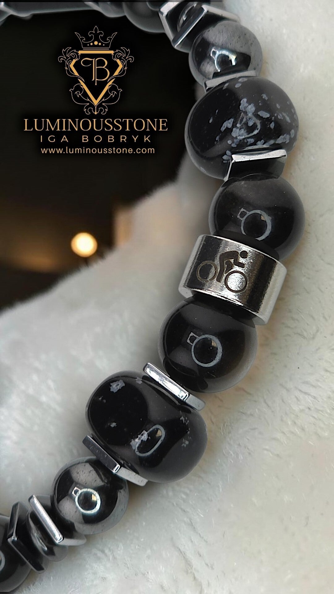 CYCLES & TRAILS  SILVER OBSIDIAN & TOURMALINE BRACELET