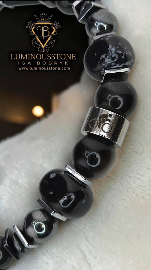 CYCLES & TRAILS  SILVER OBSIDIAN & TOURMALINE BRACELET