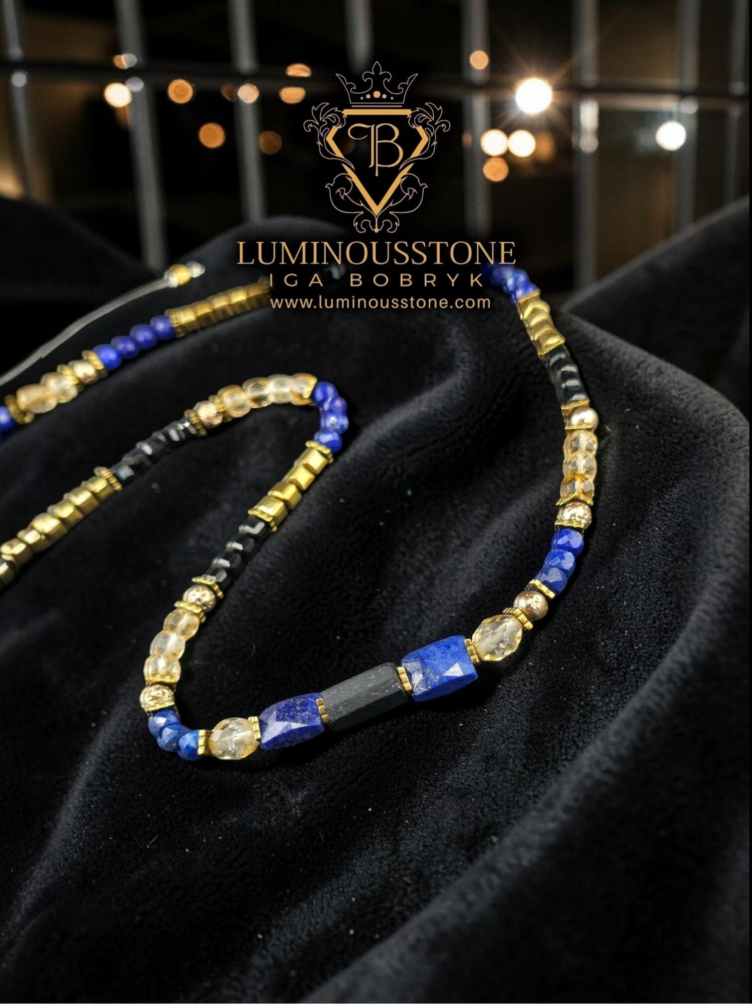 Sacred Shield 3 in 1 Black Tourmaline,  Lapis Lazuli & Citrine