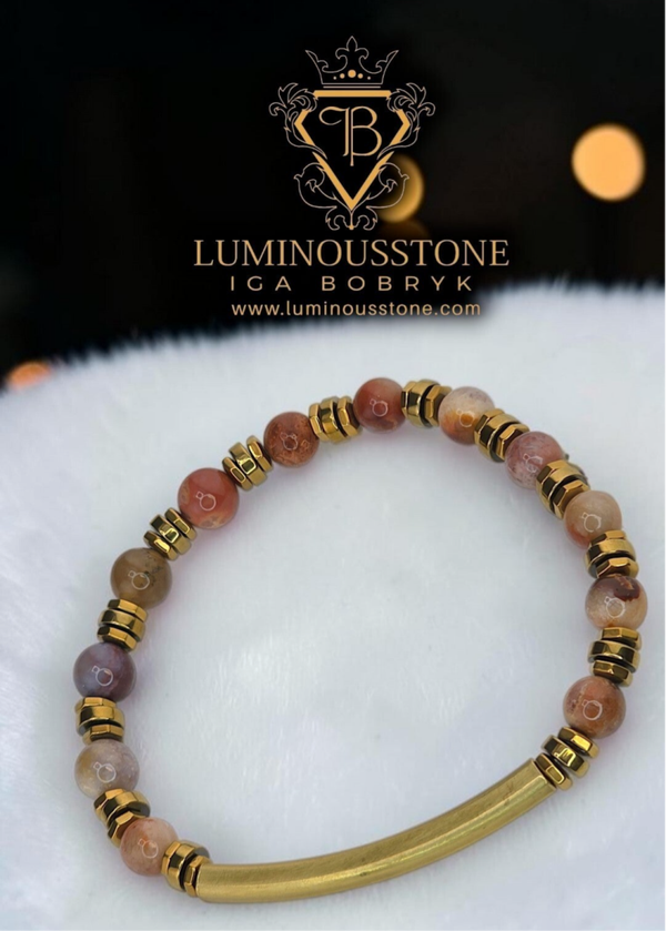 ​MEN’S FOSSIL CORAL & BRASS TUBE BRACELET