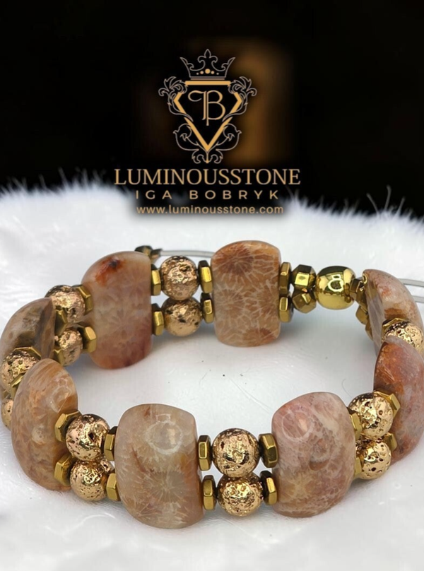 FOSSIL CORAL & LAVA BRACELET