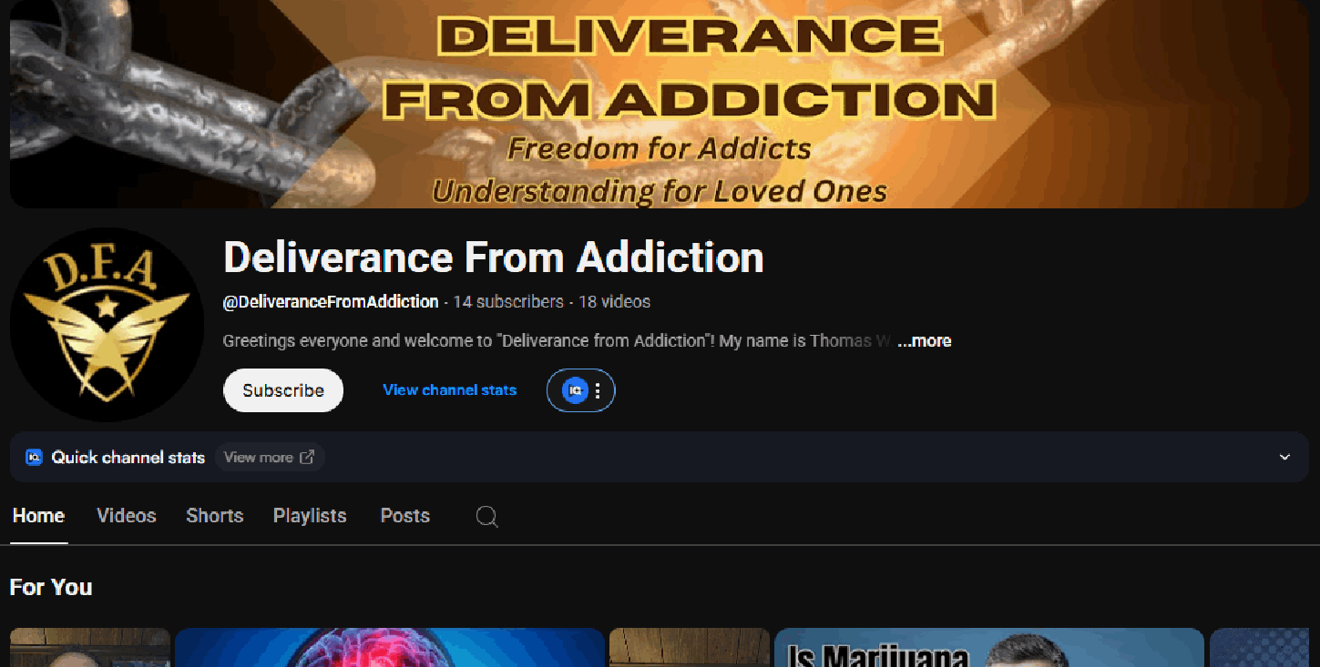 Deliverance From Addiction YouTube Channel