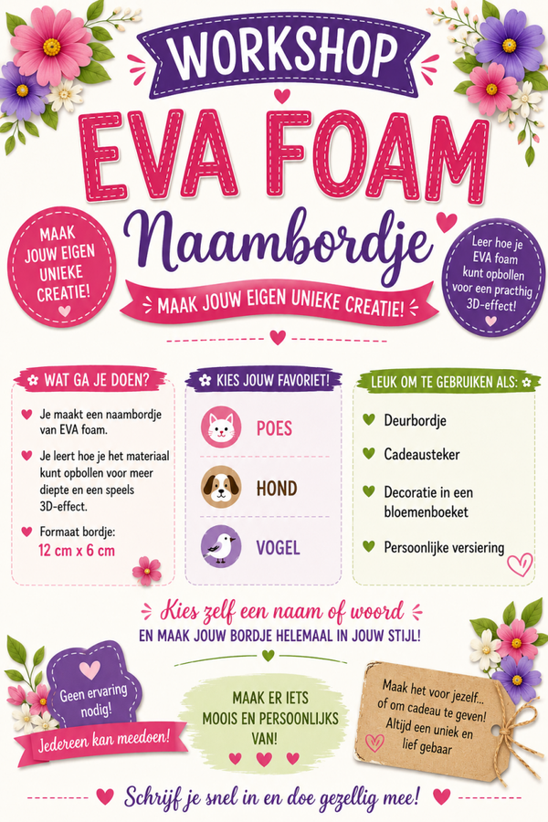 Workshop bordje van eva foam - 7 november 2026