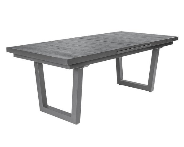 Ausziehtisch Monaco 200/260x100 cm, Gartentisch Keramik Holzoptik grau