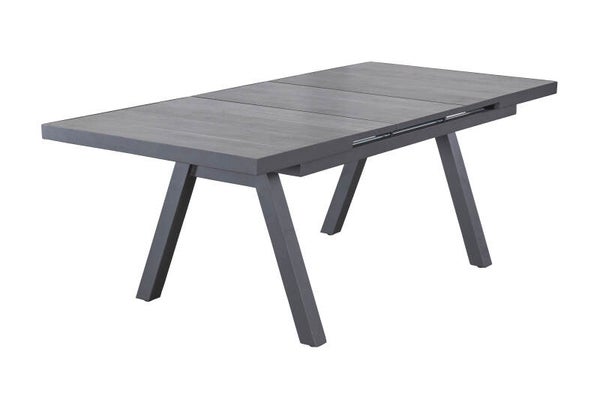 Ausziehtisch Monaco 160/210x100 cm, Gartentisch Keramik Holzoptik grau