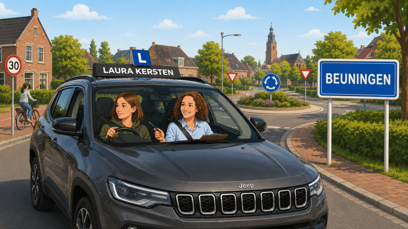 Rijles op een rotonde in Beuningen bij Rijschool Laura Kersten