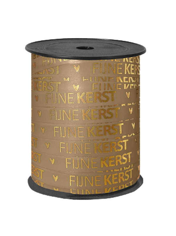 Cadeaulint | Fijne Kerst Mokka/Goud - 3 meter