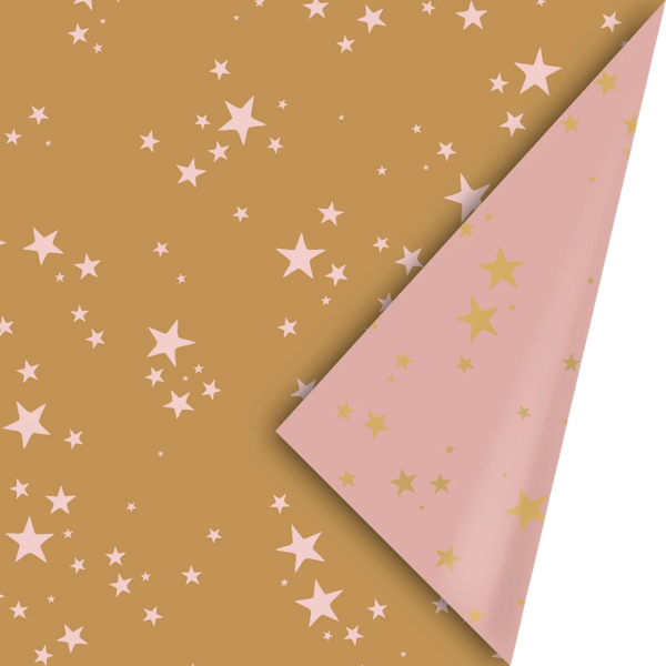 Cadeaupapier - Kerst Stars Oker