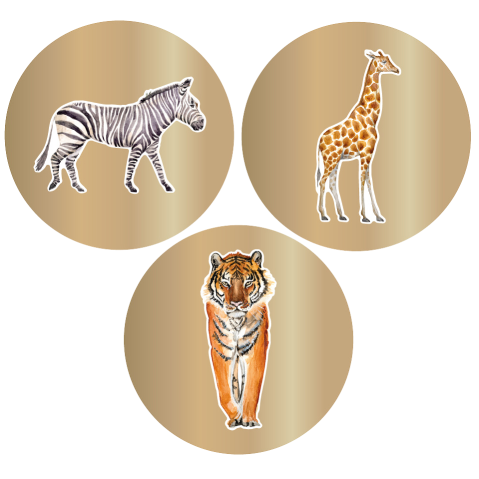 Cadeaustickers | Jungle dieren goud 10 stuks
