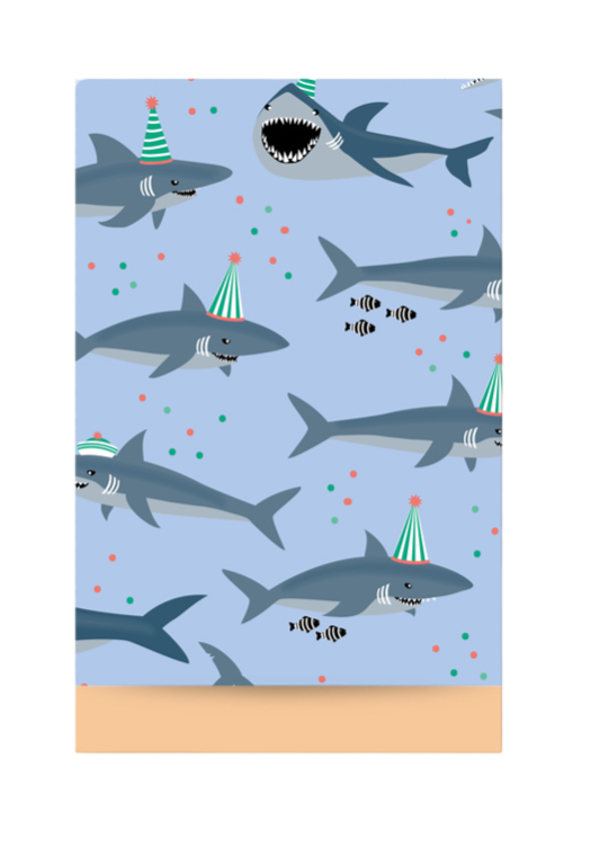 Cadeauzakje M | Shark Glossy Blue - Peach