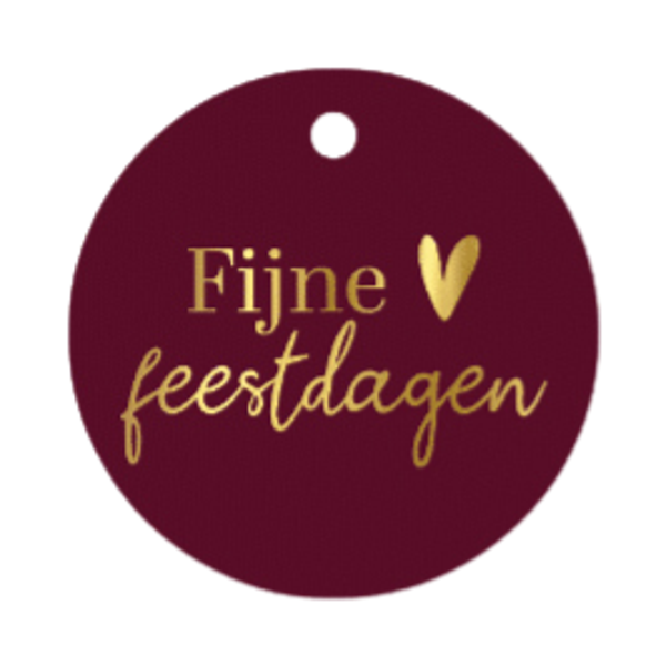 Cadeaulabel | Fijne Feestdagen Burgundy - 2 stuks