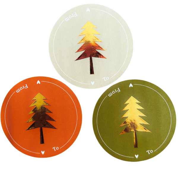 Cadeaustickers | Kerstboom Gold Text 6 stuks