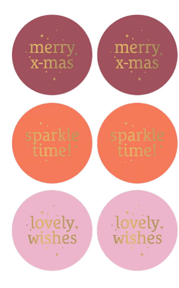 Cadeaustickers | Kerst text mix colorful 6 stuks
