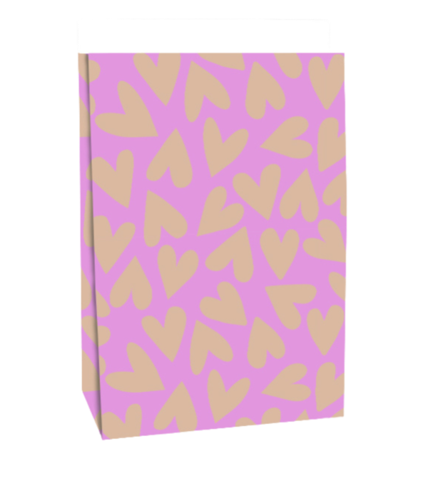 Blokbodemzak L | Big Hearts Pink - Nude