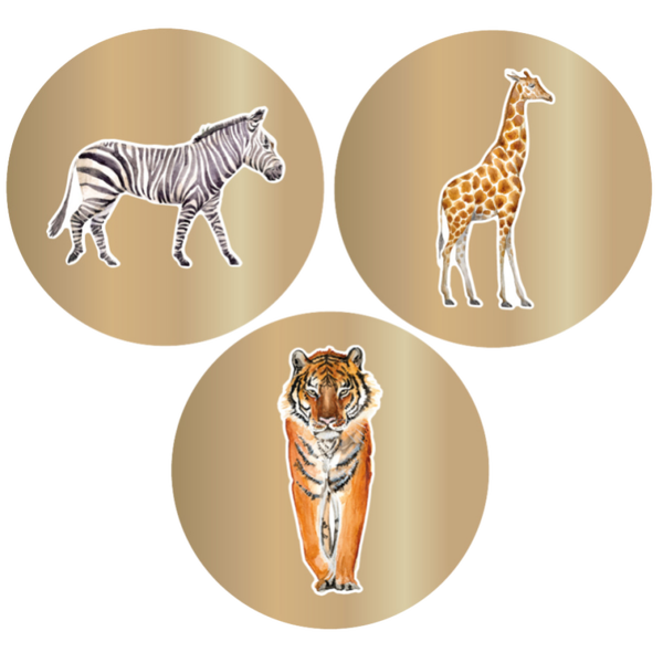 Cadeaustickers | Jungle dieren goud 10 stuks